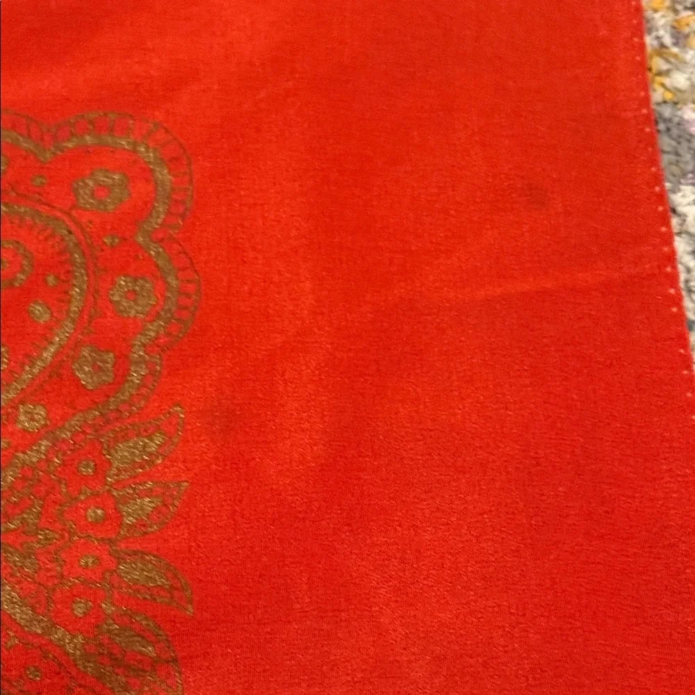 VINTAGE Silk Red and Gold Scarf 33”